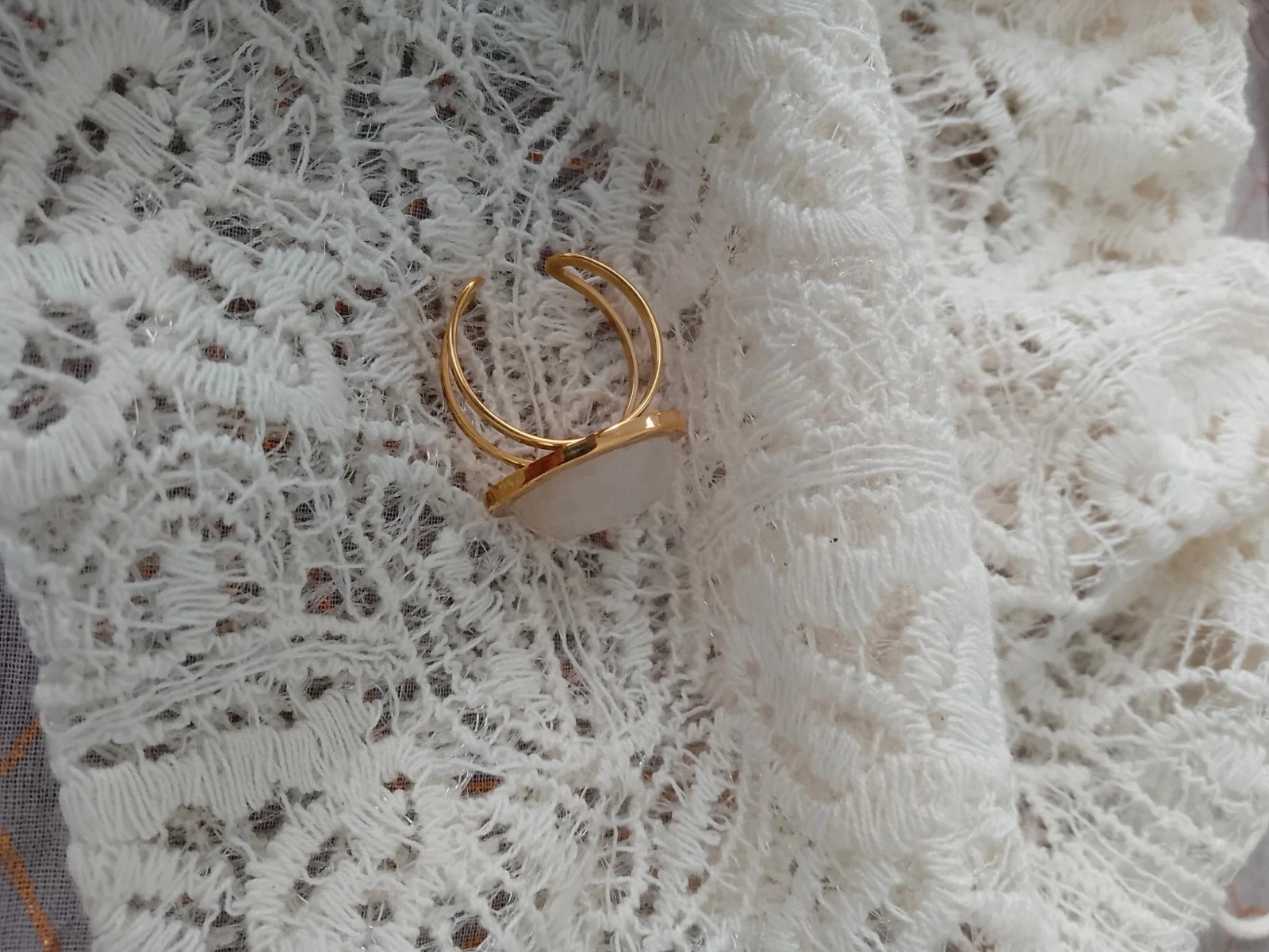 Bague acier et pierre naturelle de cristal de quartz – photo 2